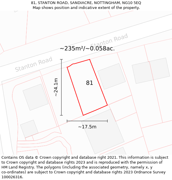 81, STANTON ROAD, SANDIACRE, NOTTINGHAM, NG10 5EQ: Plot and title map