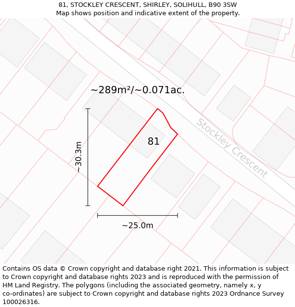 81, STOCKLEY CRESCENT, SHIRLEY, SOLIHULL, B90 3SW: Plot and title map