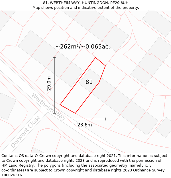 81, WERTHEIM WAY, HUNTINGDON, PE29 6UH: Plot and title map