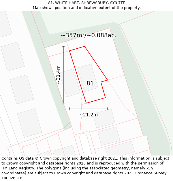 81, WHITE HART, SHREWSBURY, SY3 7TE: Plot and title map