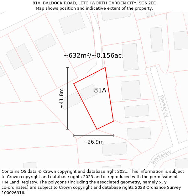 81A, BALDOCK ROAD, LETCHWORTH GARDEN CITY, SG6 2EE: Plot and title map