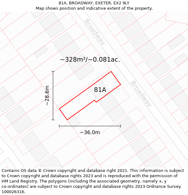 81A, BROADWAY, EXETER, EX2 9LY: Plot and title map