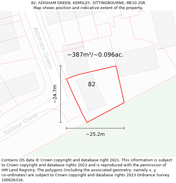 82, ADISHAM GREEN, KEMSLEY, SITTINGBOURNE, ME10 2SR: Plot and title map