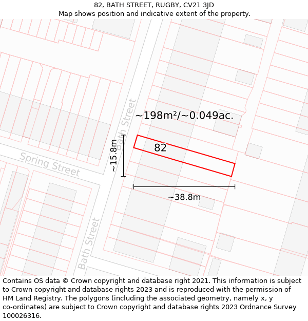 82, BATH STREET, RUGBY, CV21 3JD: Plot and title map