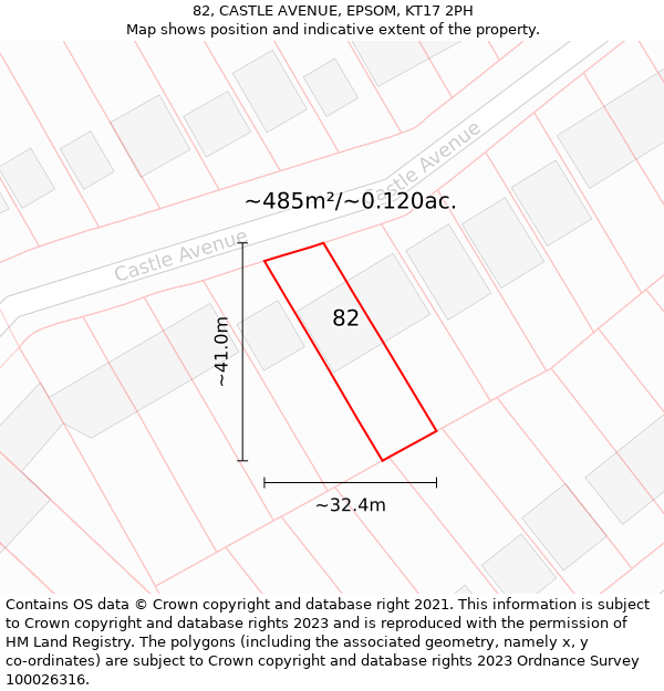 82, CASTLE AVENUE, EPSOM, KT17 2PH: Plot and title map