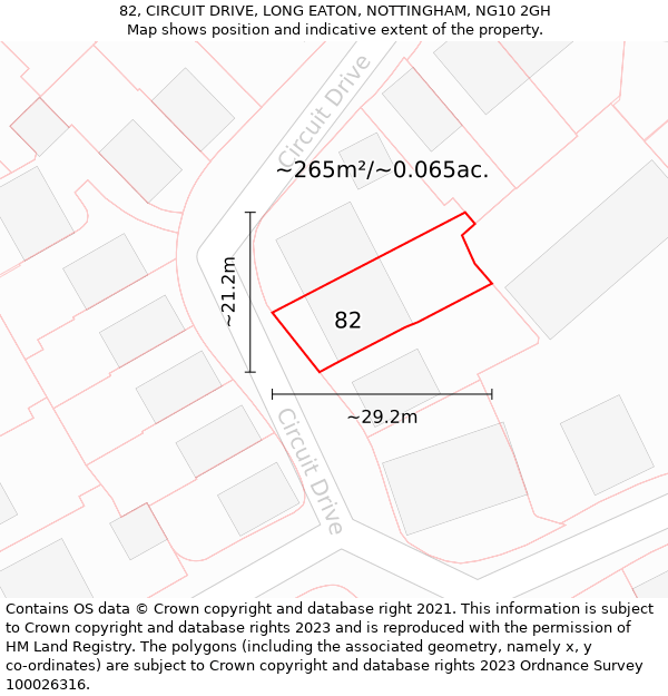 82, CIRCUIT DRIVE, LONG EATON, NOTTINGHAM, NG10 2GH: Plot and title map