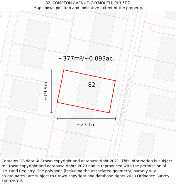 82, COMPTON AVENUE, PLYMOUTH, PL3 5DD: Plot and title map