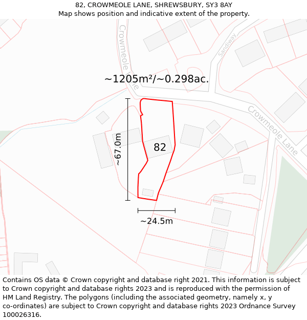 82, CROWMEOLE LANE, SHREWSBURY, SY3 8AY: Plot and title map