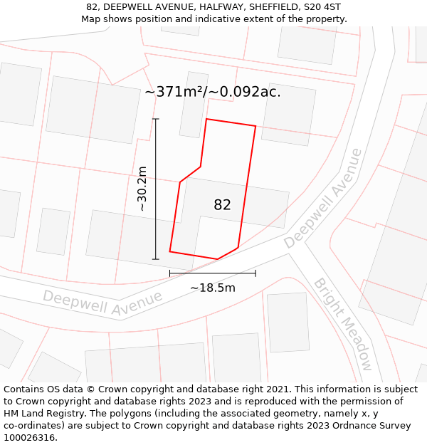 82, DEEPWELL AVENUE, HALFWAY, SHEFFIELD, S20 4ST: Plot and title map
