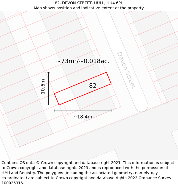 82, DEVON STREET, HULL, HU4 6PL: Plot and title map