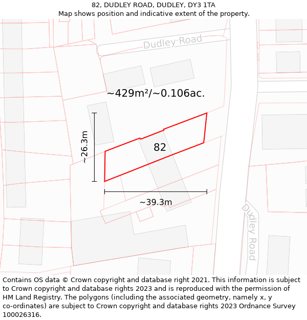 82, DUDLEY ROAD, DUDLEY, DY3 1TA: Plot and title map