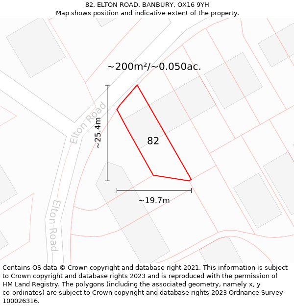 82, ELTON ROAD, BANBURY, OX16 9YH: Plot and title map