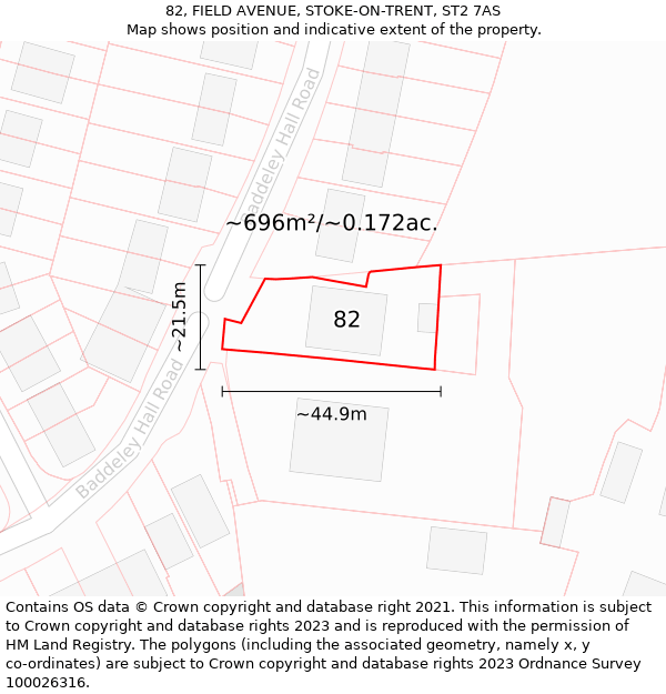 82, FIELD AVENUE, STOKE-ON-TRENT, ST2 7AS: Plot and title map