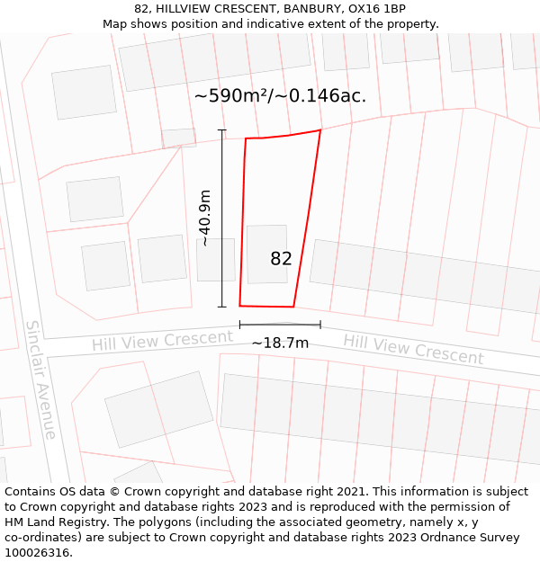 82, HILLVIEW CRESCENT, BANBURY, OX16 1BP: Plot and title map