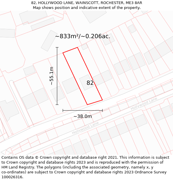 82, HOLLYWOOD LANE, WAINSCOTT, ROCHESTER, ME3 8AR: Plot and title map