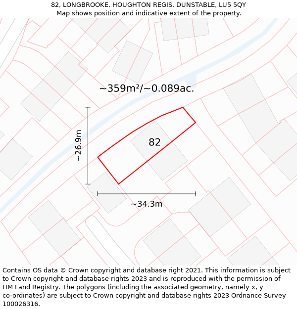 82, LONGBROOKE, HOUGHTON REGIS, DUNSTABLE, LU5 5QY: Plot and title map