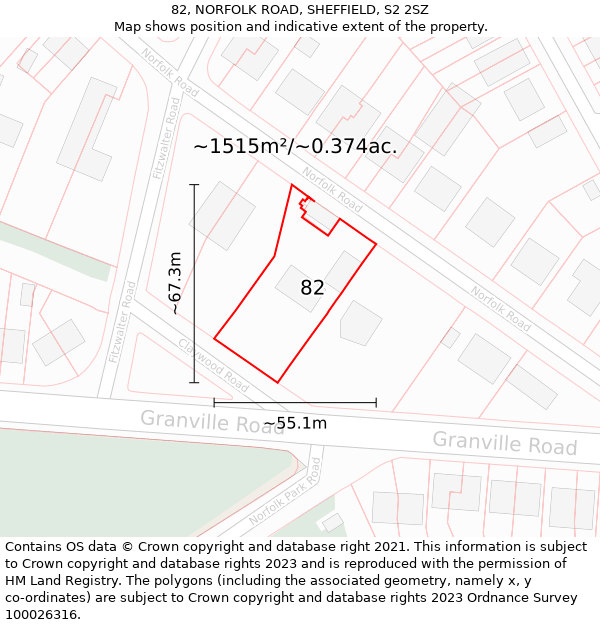 82, NORFOLK ROAD, SHEFFIELD, S2 2SZ: Plot and title map