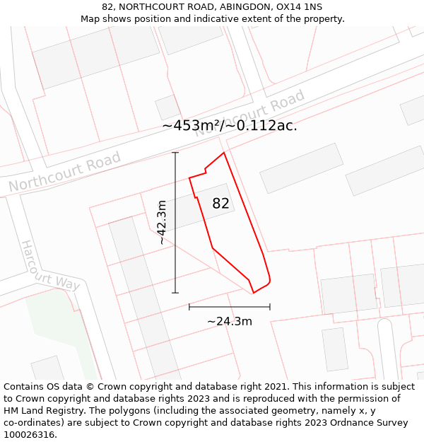 82, NORTHCOURT ROAD, ABINGDON, OX14 1NS: Plot and title map