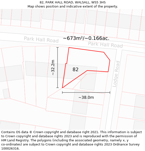 82, PARK HALL ROAD, WALSALL, WS5 3HS: Plot and title map