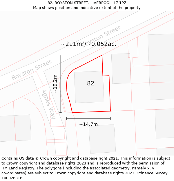 82, ROYSTON STREET, LIVERPOOL, L7 1PZ: Plot and title map