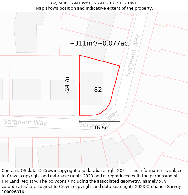 82, SERGEANT WAY, STAFFORD, ST17 0WF: Plot and title map