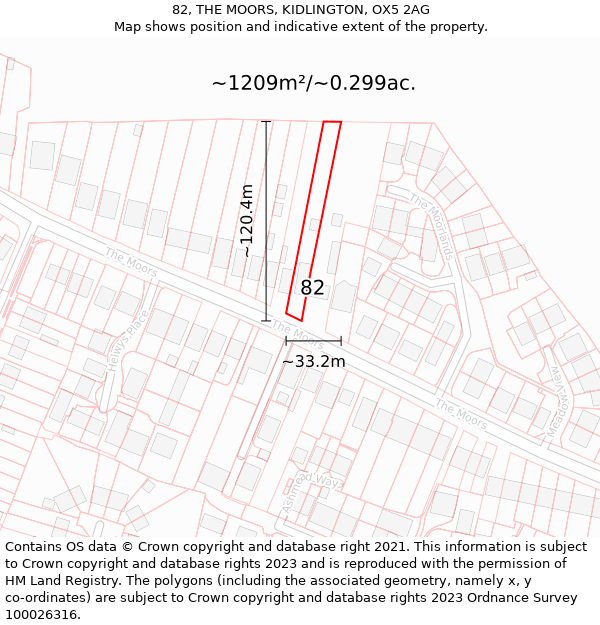 82, THE MOORS, KIDLINGTON, OX5 2AG: Plot and title map