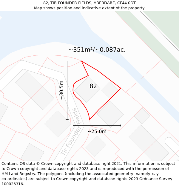 82, TIR FOUNDER FIELDS, ABERDARE, CF44 0DT: Plot and title map