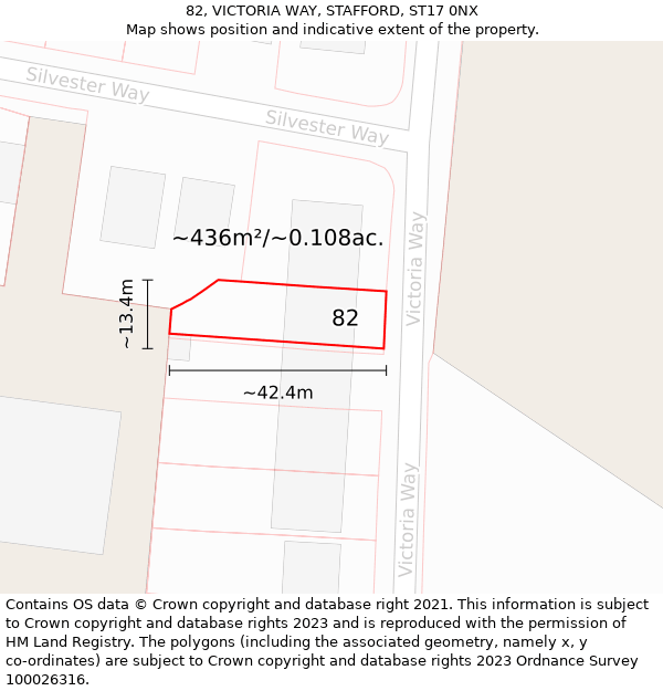 82, VICTORIA WAY, STAFFORD, ST17 0NX: Plot and title map