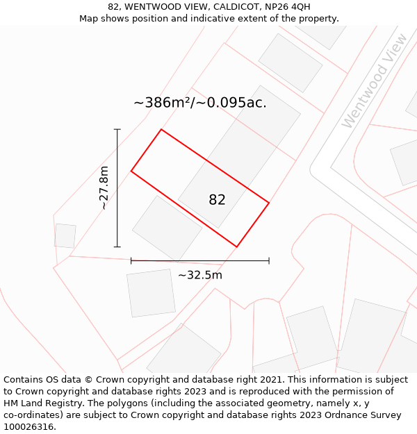 82, WENTWOOD VIEW, CALDICOT, NP26 4QH: Plot and title map