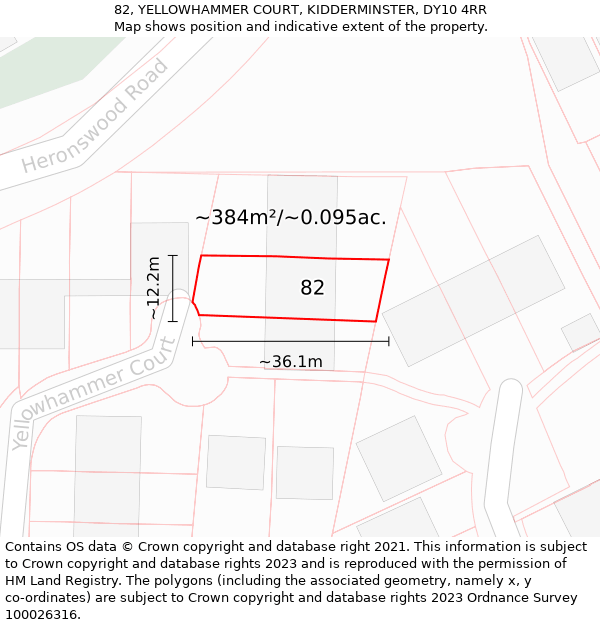 82, YELLOWHAMMER COURT, KIDDERMINSTER, DY10 4RR: Plot and title map