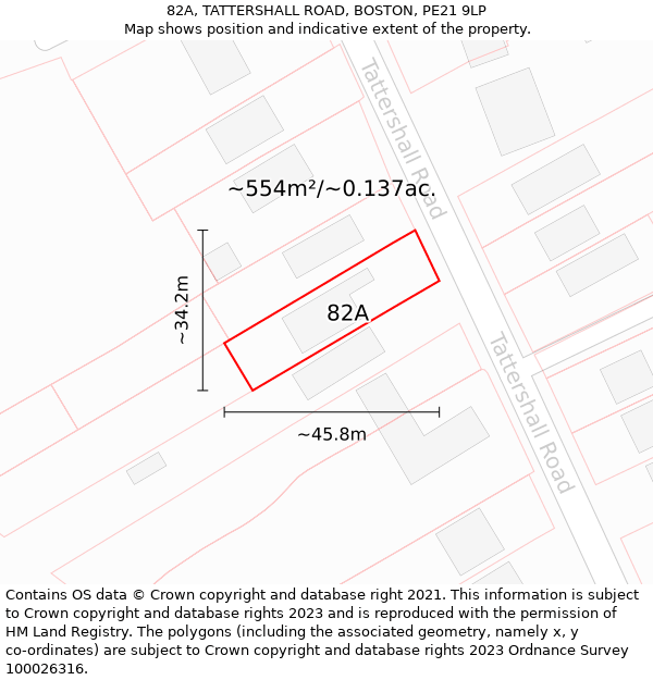 82A, TATTERSHALL ROAD, BOSTON, PE21 9LP: Plot and title map