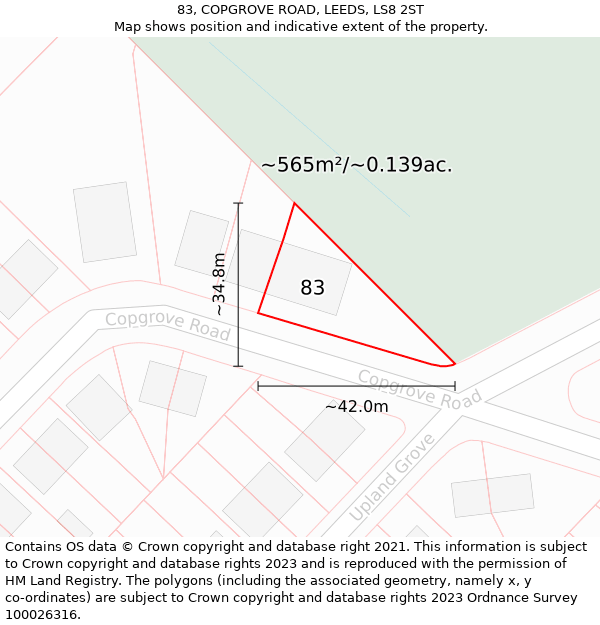 83, COPGROVE ROAD, LEEDS, LS8 2ST: Plot and title map