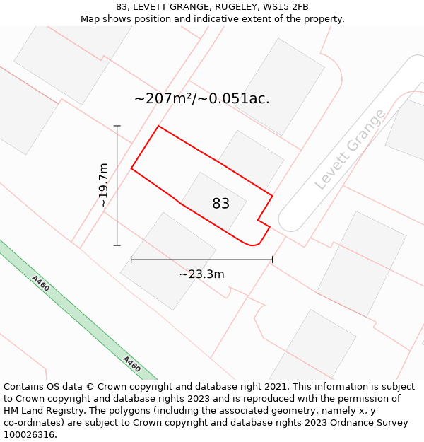 83, LEVETT GRANGE, RUGELEY, WS15 2FB: Plot and title map