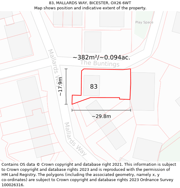 83, MALLARDS WAY, BICESTER, OX26 6WT: Plot and title map