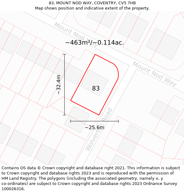 83, MOUNT NOD WAY, COVENTRY, CV5 7HB: Plot and title map