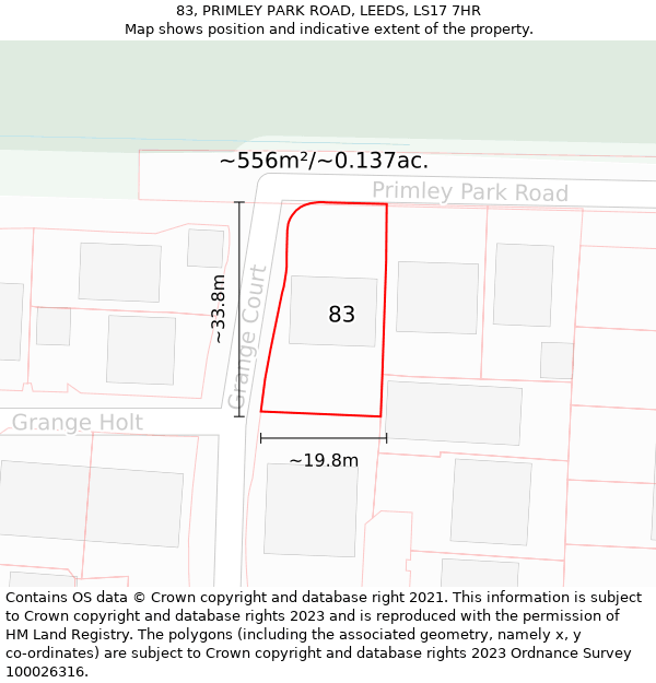 83, PRIMLEY PARK ROAD, LEEDS, LS17 7HR: Plot and title map