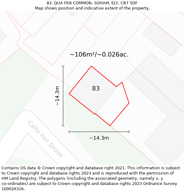 83, QUA FEN COMMON, SOHAM, ELY, CB7 5DF: Plot and title map