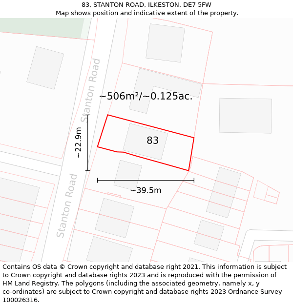 83, STANTON ROAD, ILKESTON, DE7 5FW: Plot and title map