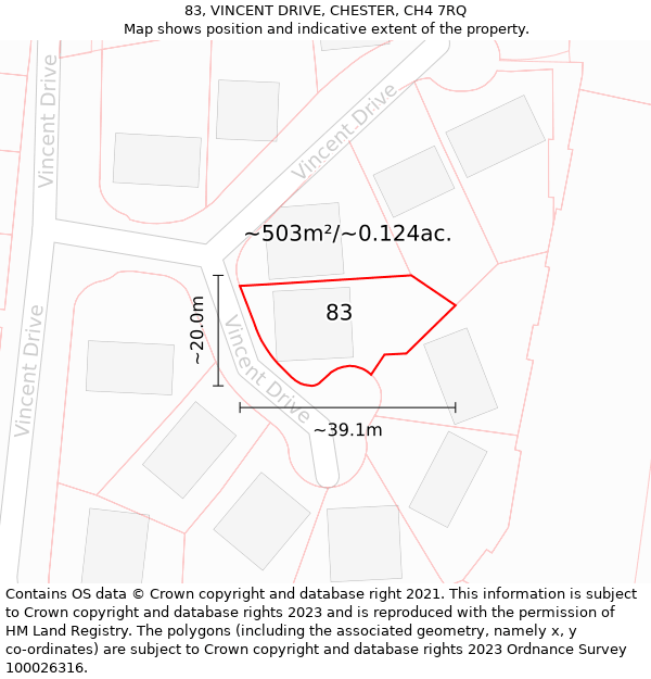 83, VINCENT DRIVE, CHESTER, CH4 7RQ: Plot and title map