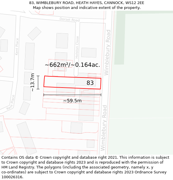 83, WIMBLEBURY ROAD, HEATH HAYES, CANNOCK, WS12 2EE: Plot and title map