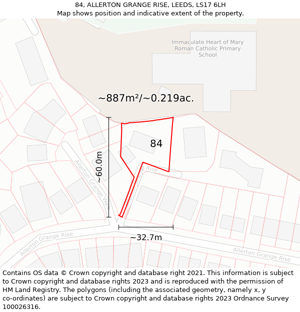 84, ALLERTON GRANGE RISE, LEEDS, LS17 6LH: Plot and title map