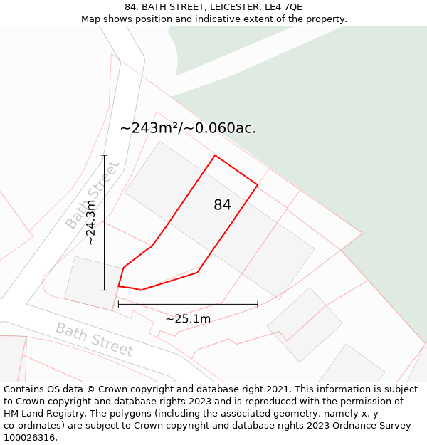 84, BATH STREET, LEICESTER, LE4 7QE: Plot and title map