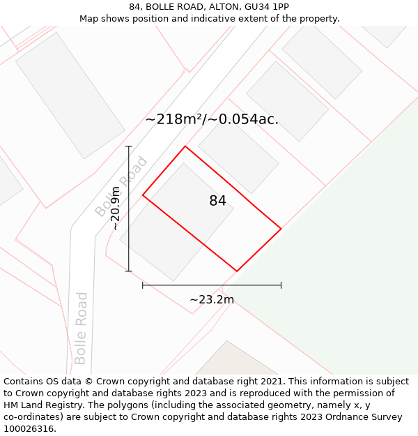 84, BOLLE ROAD, ALTON, GU34 1PP: Plot and title map