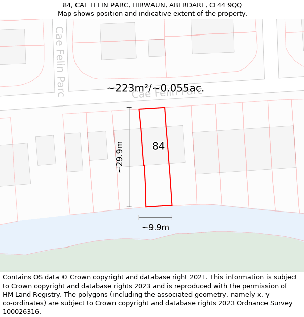 84, CAE FELIN PARC, HIRWAUN, ABERDARE, CF44 9QQ: Plot and title map