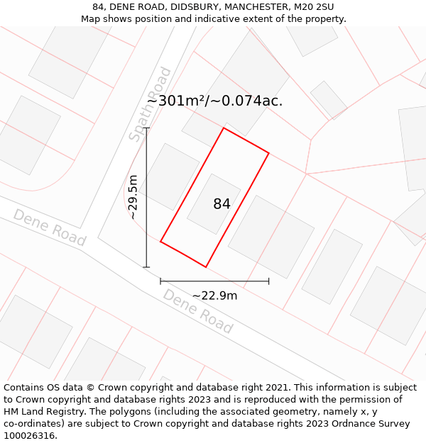 84, DENE ROAD, DIDSBURY, MANCHESTER, M20 2SU: Plot and title map