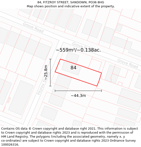 84, FITZROY STREET, SANDOWN, PO36 8HG: Plot and title map