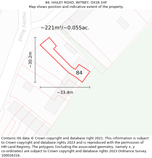 84, HAILEY ROAD, WITNEY, OX28 1HF: Plot and title map