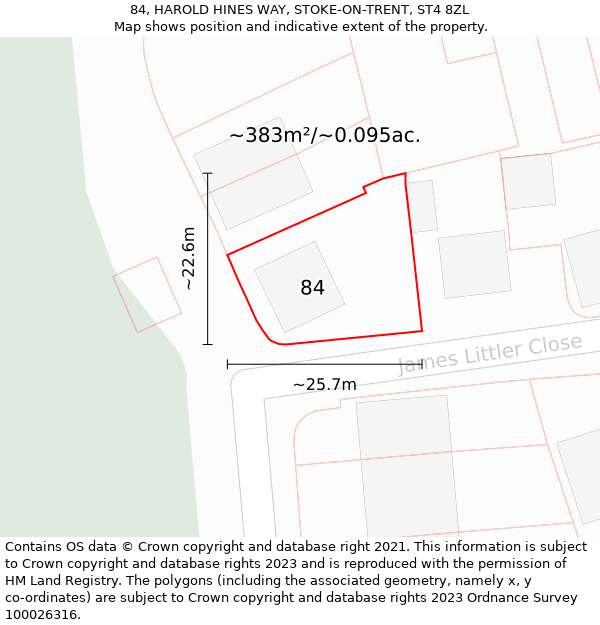 84, HAROLD HINES WAY, STOKE-ON-TRENT, ST4 8ZL: Plot and title map