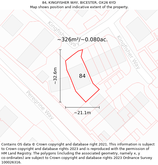 84, KINGFISHER WAY, BICESTER, OX26 6YD: Plot and title map