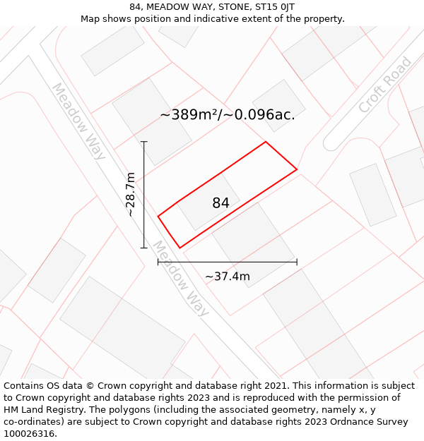 84, MEADOW WAY, STONE, ST15 0JT: Plot and title map